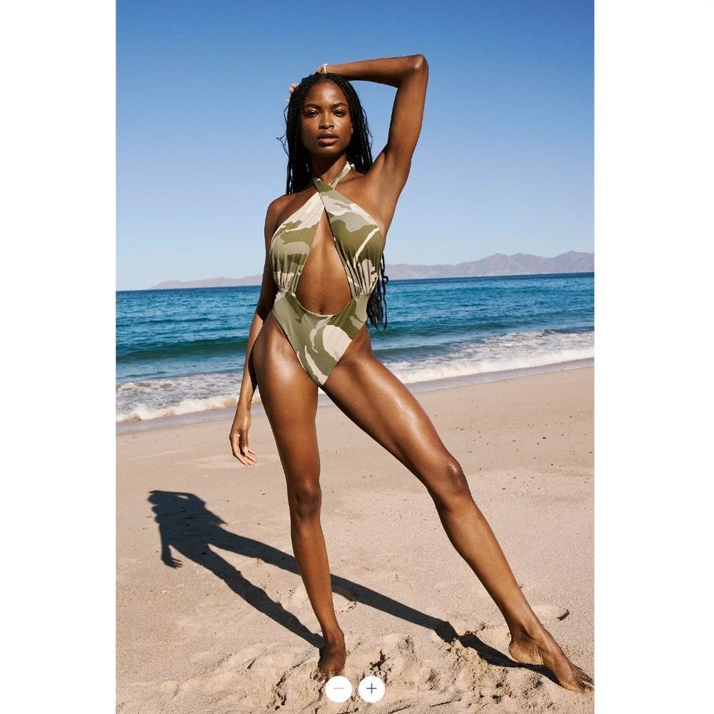 Out From Under Lucia Camo Printed Wrap One-Piece Swimsuit